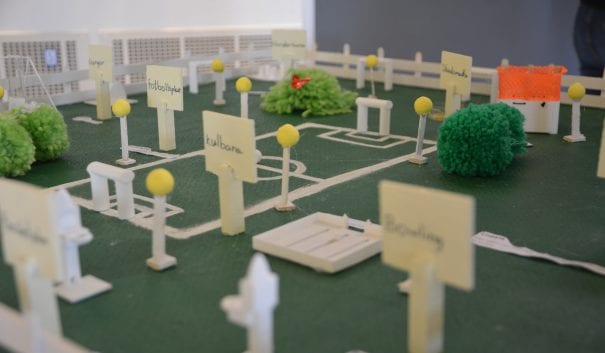 Lekparksmodell byggd av 3D-skrivare